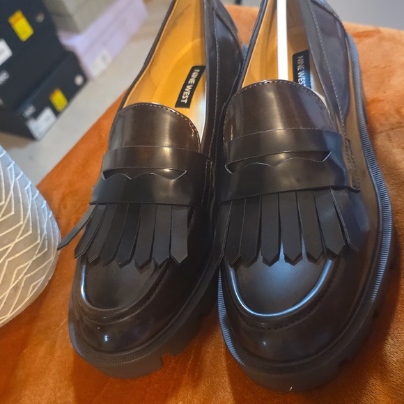 Nine West Glossy Brown Leather Loafers - Picture 6 of 10